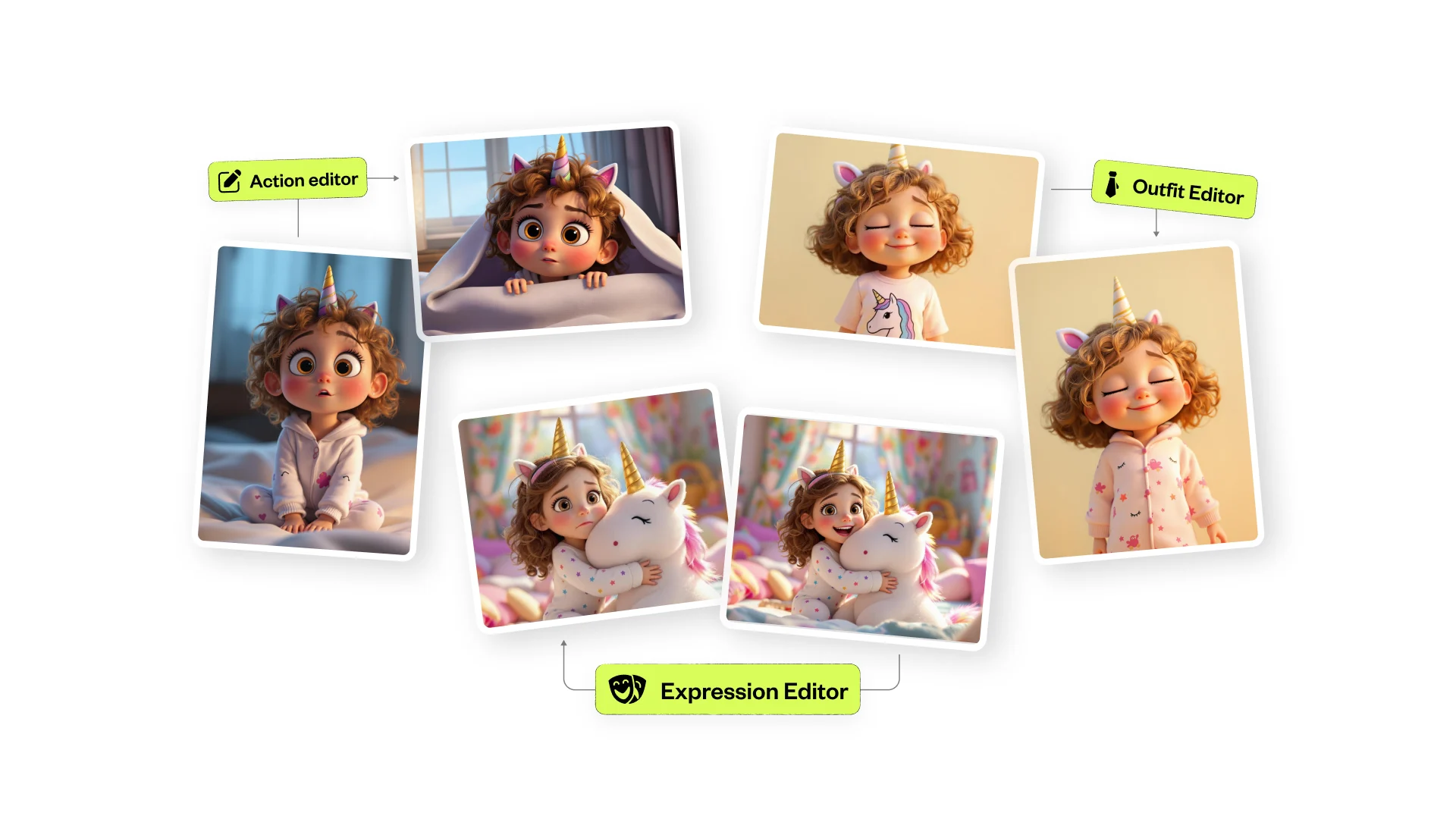 Neolemon editors generating the same character in different poses and outfits